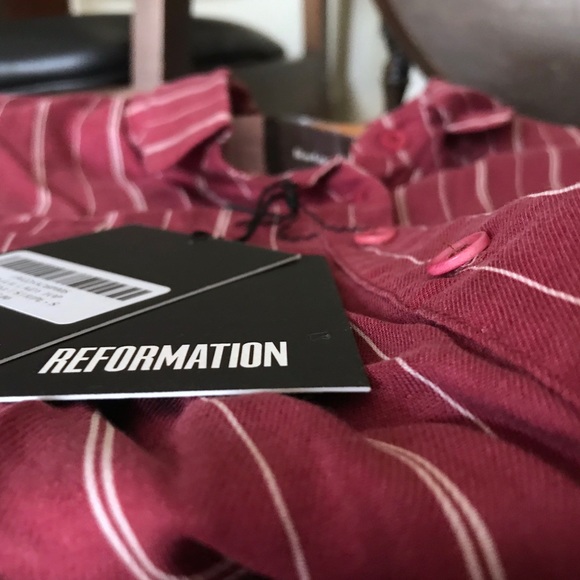 Reformation Allie Lady Top in Cabernet Stripe - Picture 4 of 7